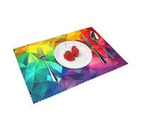 Lot de 4 sets de table pliables en polyester résistant à la chaleur Motif géométrique arc-en-ciel 45 x 30 cm