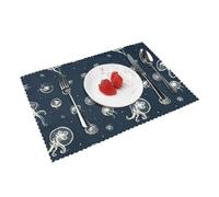 Lot de 4 sets de table résistants à la chaleur 45 x 30 cm, motif méduses - R16196 - Sets de table antidérapants pour cuisine, table à manger, intérieur et extérieur