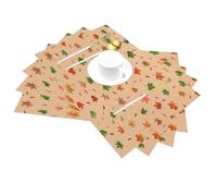 Lot de 4 sets de table rétro en vinyle motif feuilles d'érable d'automne pour tables de salle à manger, sets de table de cuisine, résistants à la chaleur, lavables et lavables en PVC