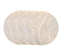 Lot de 4 sets de table ronds en PVC pour protéger la chaleur sur les tables de salle à manger avec design élégant pressé pour un usage quotidien (doré)