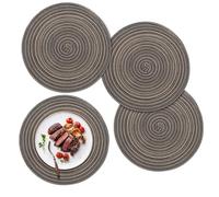 Lot de 4 Sets de Table Ronds, lavables, 30 cm, tressés, résistants à la Chaleur, Style bohème, en Coton, lavables, pour Table à Manger, Cuisine, fête de Mariage, hôtel, café, Couleur café