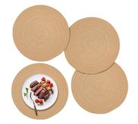 Lot de 4 Sets de Table Ronds, lavables, tressés, résistants à la Chaleur, en Coton, lavables, pour Table à Manger, Cuisine, Mariage, hôtel, Marron cerf