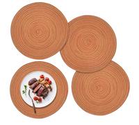 Lot de 4 Sets de Table Ronds, lavables, tressés, résistants à la Chaleur, en Coton, lavables, pour Table à Manger, Cuisine, Mariage, hôtel, Orange