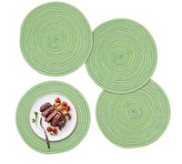 Lot de 4 Sets de Table Ronds, lavables, tressés, résistants à la Chaleur, en Coton, lavables, pour Table à Manger, Cuisine, Mariage, hôtel, Vert
