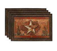Lot de 4 sets de table rustiques en forme d'étoile du désert - Style occidental marron - Antidérapants et lavables - Pour intérieur et extérieur