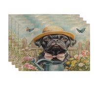 Lot de 4 sets de table saisonniers motif chien Corso Spring Cane - 30,5 x 45,7 cm - Arrosoir amusant - Pour la maison, les fêtes d'animaux domestiques, la cuisine