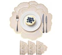 Lot de 4 sets de table Sets de table, 38 cm Sous-verre en or Lotus, sets de table en PVC imperméables et antidérapants pour la cuisine, le restaurant, l'hôtel, la décoration de mariage, la fête