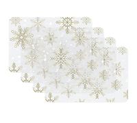 Lot de 4 Sets de Table Snowflakes pour Salle à Manger - Décoration de Table de Noël - Lavable - Qualité Alimentaire - 45 x 30 cm