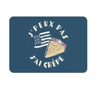 Lot de 4 Sets de Table Souple Dessous en liège Napperons Bleu - J'Peux Pas J'Ai Crêpe Bretagne Terroir Nourriture - Grand Format 39,5 x 28,5 cm