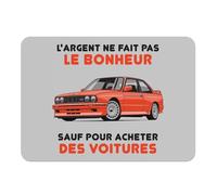 Lot de 4 Sets de Table Souple Dessous en liège Napperons Gris - Voiture - l'argent ne Fait Pas Le Bonheur - Grand Format 39,5 x 28,5 cm