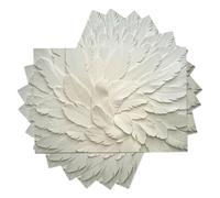 Lot de 4 Sets de Table Style De Relief 3D, 45x30cm - Set de Table imprimés Naturellement des Plumes antidérapants Lavable, pour Cuisine Salle à Manger intérieur ou extérieur fête - Blanc