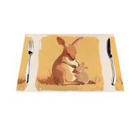 Lot de 4 sets de table tissés résistants à la chaleur et faciles à nettoyer, adaptés pour les fêtes en plein air, décoration de cuisine, accessoires de table, 30,5 x 45,7 cm, impression mère kangourou