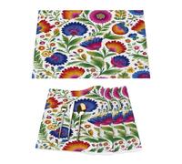 Lot de 4 sets de table traditionnels en vinyle motif floral botanique pour tables de salle à manger, sets de table de cuisine, résistants à la chaleur, lavables et lavables en PVC