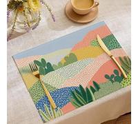Lot de 4 Sets de Table Vastes Champs, Dessous Table Antidérapants en Lin Style Matisse, Dessous Lavable pour Cuisine et Salle à Manger Décor 30x45cm