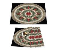 Lot de 4 sets de table vintage en vinyle motif feuilles géométriques pour table de salle à manger, sets de table de cuisine, résistants à la chaleur, lavables et lavables en PVC