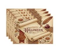 Lot de 4 sets de table vintage Motif parchemin d'Halloween