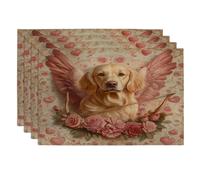 Lot de 4 sets de table vintage pour la Saint-Valentin Motif chiot Golden Retriever 30,5 x 45,7 cm