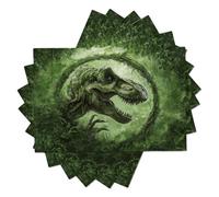 Lot de 4 Sets De Table Vinyla Tyrannosaure Rex, Animal Ancien Set De Table Imprimé Restaurant pour Décoration Intérieure Fêtes Cuisine 45x30cm, Vert Foncé