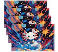 Lot De 4 Sets De Tables Axolotl Astronaute Cool Universe Planète Salamandre Nébuleuse Antidérapant Dessous De Tables Résistant À La Chaleur Napperons pour Cuisine Table À Manger 30X45cm