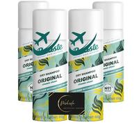Lot de 4 shampoings secs format voyage avec shampooing original No Rise de 50 ml, tous types de cheveux, rafraîchissement instantané des cheveux gras et gras et carte de remerciement Wishesla