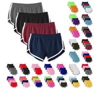 Lot De 4 Short De Sport Femme Coton Taille Haute,Décontracté Jogging Fitness Sport Training Yoga Golf Pantalon Court Tennis Joggers Running D'Été pour Femmes Bordure Blanche Short Femme