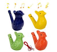 Lot de 4 sifflets à oiseaux en céramique multicolores - Pour enfants - Remplissables - Avec chant des oiseaux clairs - Pour la décoration de la maison et les jeux