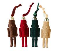 Lot de 4 Soldats Floqués, Décorations Traditionnelles, Marionnettes pour Noël, Fêtes et Vacances