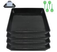 Lot de 4 soucoupes carrées de 30 cm pour Pots de Moins de 26cm pour Pots de Fleurs d'intérieur et d'extérieur - Plateau d'égouttement en Plastique pour Plantes en Pot (Noir, 30 cm)
