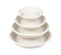 Lot de 4 soucoupes en résine pour pots de fleurs d'intérieur - Noir et blanc - Plateau de drainage de jardin - Protection des plantes en pot (blanc)
