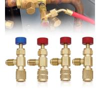 Lot de 4 soupapes de sécurité pour réfrigérant R22 R32 R410 - En laiton - 1/2" 1/4" 5/16" - Raccord rapide de climatisation - Adaptateur