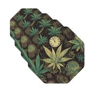 Lot de 4 sous-verres en cuir « A Puff In Time Weed » pour boissons, tasse à thé, cuisine, bar, décoration d'intérieur, cadeau de pendaison de crémaillère