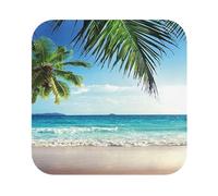 Lot de 4 sous-verres en cuir avec motif palmier tropical hawaïen, plage hawaïenne, protection de table, dessous de verre pour tasse, boissons, café, tapis de bar à bière, cadeaux, carrés
