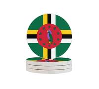 Lot de 4 sous-verres en pierre avec drapeau du Commonwealth de la Dominique, absorbants et utilisés comme dessous de verre pour la décoration de la maison