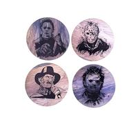Lot de 4 sous-verres Horror Movie Hallowèn, Nuit Horreur, Freddy, Jason, N'ouvrez pas cette porte, Nìghtmare noir et blanc, pour thé, repose sachets, boissons, petit-déjeuner, bière, idées cadeaux