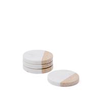 Lot de 4 sous-verres Nivol en marbre noir et blanc et travertin