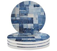 Lot de 4 sous-Verres Ronds géométriques Abstraits, 10 cm de diamètre, en céramique absorbante avec Dos en liège, antidérapants, Parfaits pour la Table Basse, la Cuisine ou Le Bar. Idée Cadeau de Pen