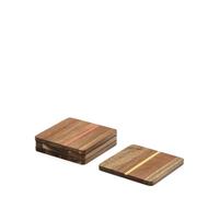 Lot de 4 sous-verres Zairin en bois d'acacia 100% FSC et métal multicolore