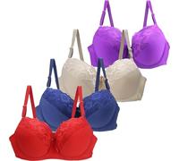 Lot de 4 sous-Vêtements Lace Bra Femme 2026 Underwear De Sport Confortable Fin Maintien Extrême pour Femme, Yoga, Sport Soutien Gorge Soutien-Gorge sans Armature Soft BH Brassiere