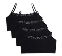 Lot De 4 Soutien-Gorge D'entraînement sans Couture pour Filles, Filles Brassieres Dentelle Soutien-Gorge De Sport en Coton pour 8-15 Ans