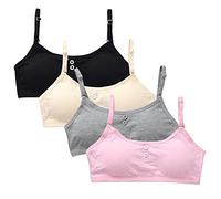 Lot de 4 Soutiens-Gorge de Sport pour Filles, Soutien-Gorge D'entraînement sans Couture pour Filles Soutien-Gorge Coton Confortable Brassieres Sport Fille 12-16 Ans Adolescente