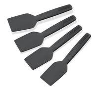 Fackelmann 25286 Lot de 4 spatules à raclette, spatules fromage, mini spatule en plastique, bout biseauté, spatule pour poêlon, Plastique, noir, 16 cm