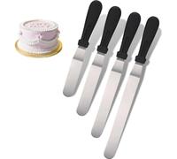 Lot de 4 Spatules de Cuisine, Mini Spatule Coudée Patisserie, Spatule Sucrée Pour Glaçage de Gâteaux, Lisser Pate a Sucre, Crepe, les gâteaux, Argenté