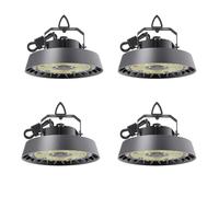Lot de 4 spots LED de salle 150W Blanc froid 5000K | 24000 lm Angle d'éclairage 90° UFO Highbay Lampe industrielle IP65 Éclairage d'intérieur pour entrepôt commercial, atelier, garage