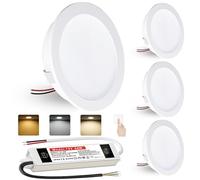 Lot de 4 spots LED encastrables - 4 W - Blanc chaud - Blanc neutre - Blanc froid - 12 V - Intensité variable - Dimensions du trou : 60 mm et 12 mm plat - IP44 - Pour caravane et cuisine - Avec