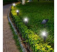 Lumisky Quatre spots solaires reliés avec panneau solaire déporté 4 en 1 à piquer ou à fixer éclairage puissant LED blanc froid 4x ROUNDY H27 cm
