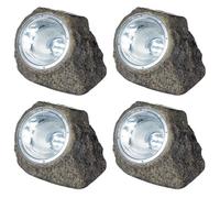 Lot de 4 Spots solaires polyrésine - GALIX - Rocher - 10 Lumens - Marron - LED