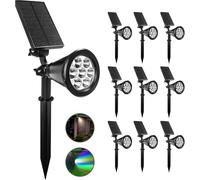 Lot de 4 spots solaires RVB pour jardin, 28 LED, 3 modes, étanches IP65, alimentés par l'énergie solaire, marche/arrêt automatique du crépuscule jusqu'à l'aube, pour cour, allée, allée (Sw6066-rgb, 10