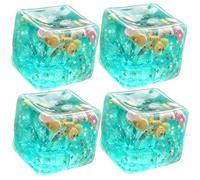 Lot de 4 Squishy Glaçon 5,5 cm, Balle Anti Stress Pailletée Océan, Jouet Sensoriel à Rebond Lent, Cube à Presser