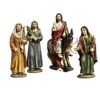 Lot de 4 Statues Jésus Entrée à Jérusalem, crèche de Pâques Pâques, 14 cm