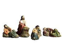 Lot de 4 statues Jésus prie jardin oliviers, crèche de Pâques, en résine 10,3 cm
